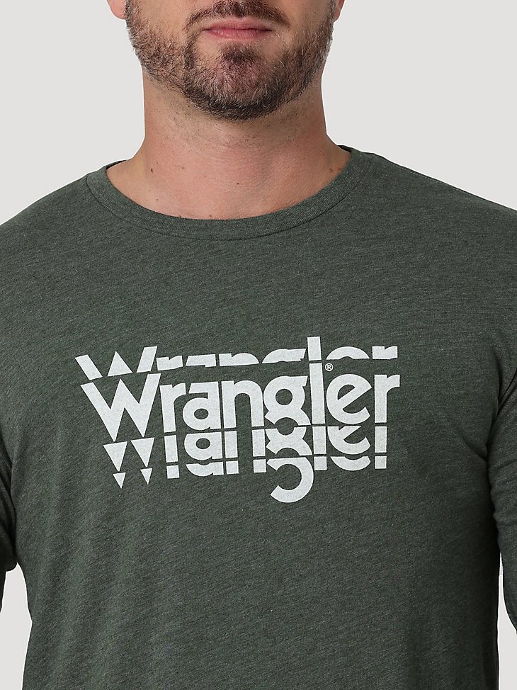 Men's Wrangler Long Sleeve Front Graphic T-Shirt in Black Forest Heather