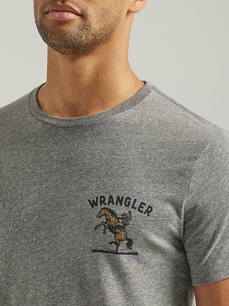 Men's Wrangler Bucking Cowboy Back Graphic T-Shirt in Graphite Heather