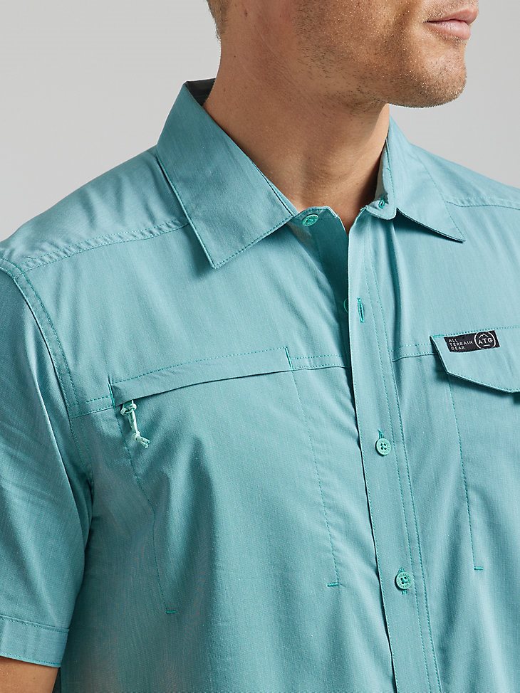 ATG By Wrangler Men's Asymmetrical Zip Pocket Shirt in Tidewater