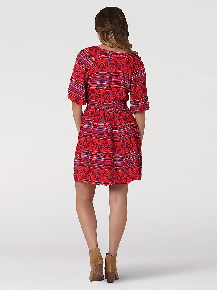 Women's Wrangler Peasant Sleeve Dress in Biking Red