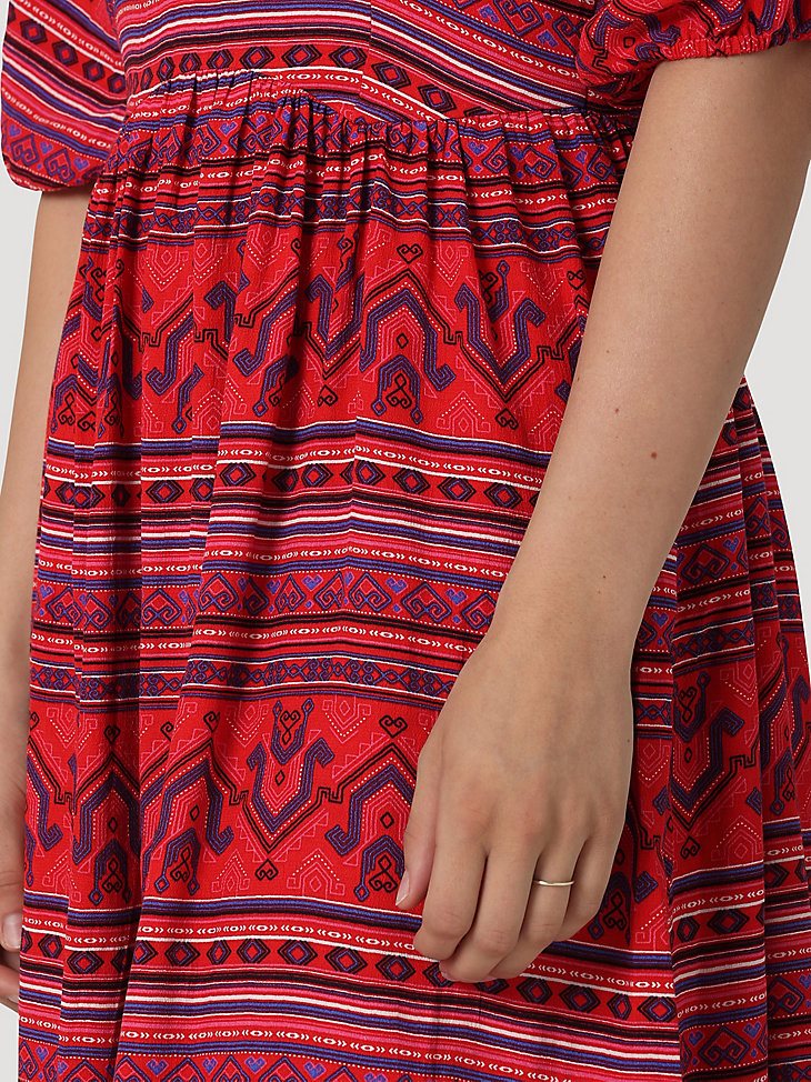 Women's Wrangler Peasant Sleeve Dress in Biking Red