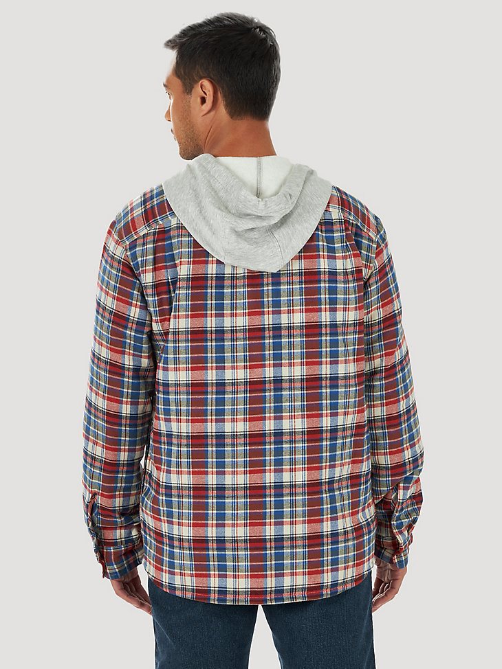 Men's Wrangler Authentics Quilted Flannel Shirt Jacket in Blue