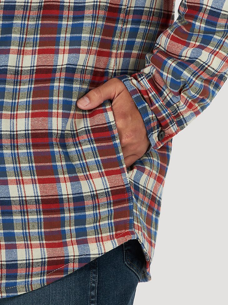 Men's Wrangler Authentics Quilted Flannel Shirt Jacket in Blue