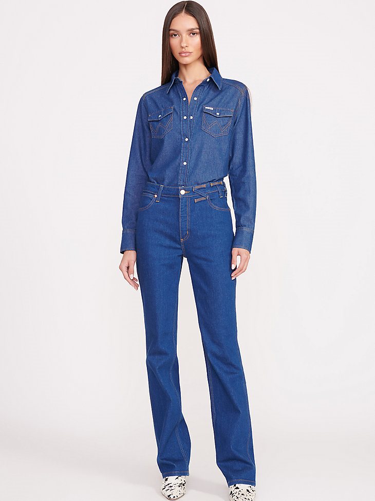 Wrangler + STAUD The Western Shirt in Dark Rinse