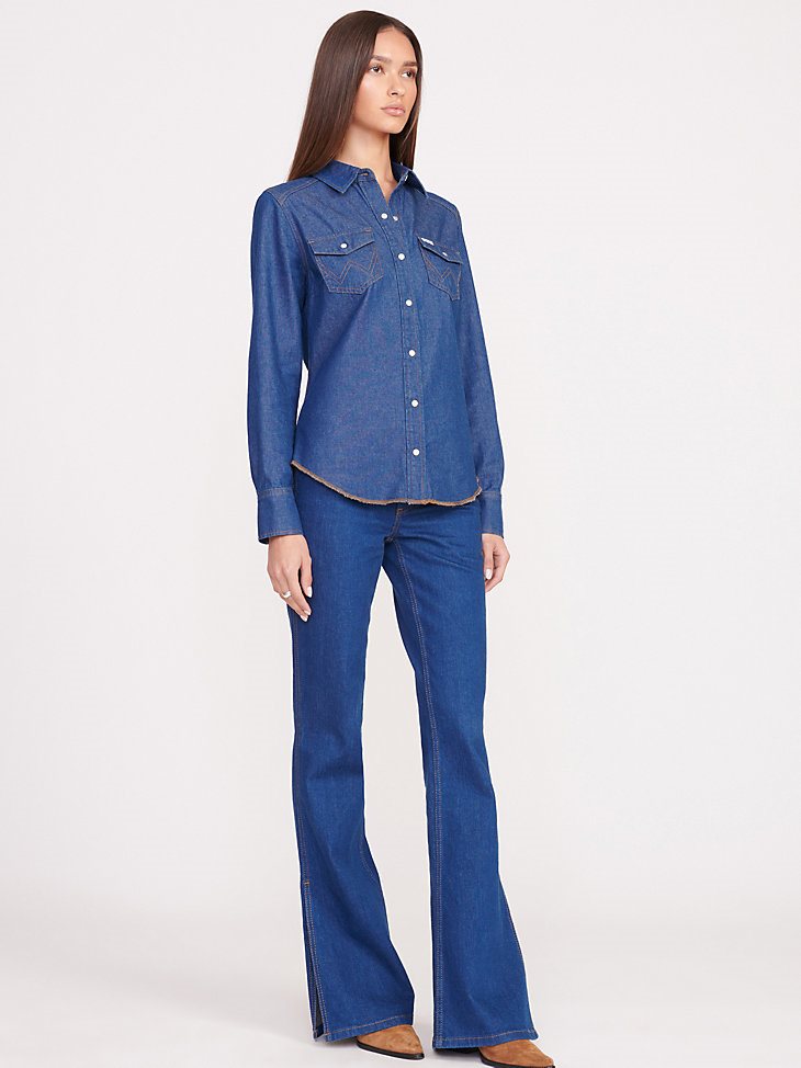 Wrangler + STAUD The Western Shirt in Dark Rinse