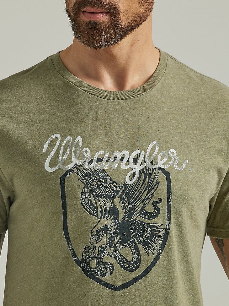 Men's Eagle Crest Graphic T-Shirt in Deep Linchen Green