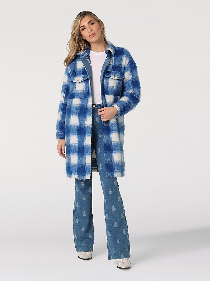 Women's Plush Wool Jacket in Daphne Blue