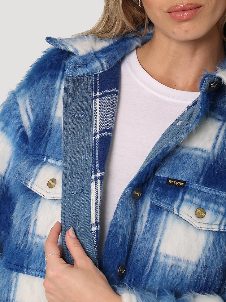 Women's Plush Wool Jacket in Daphne Blue