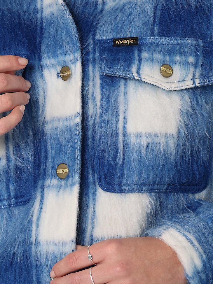 Women's Plush Wool Jacket in Daphne Blue