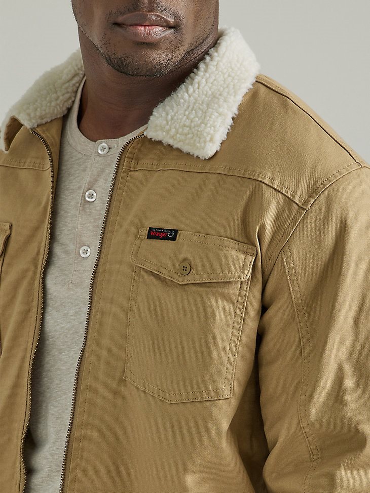 ATG by Wrangler Men's Sherpa Lined Canvas Jacket in Kelp