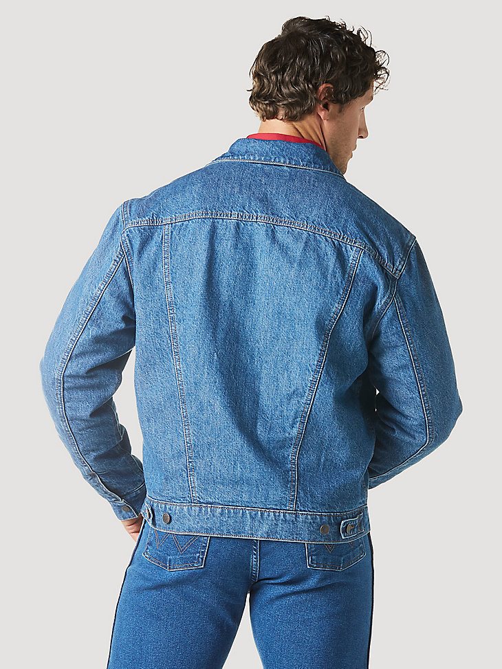 Men's Wrangler Flannel Lined Western Denim Jacket in Firepit