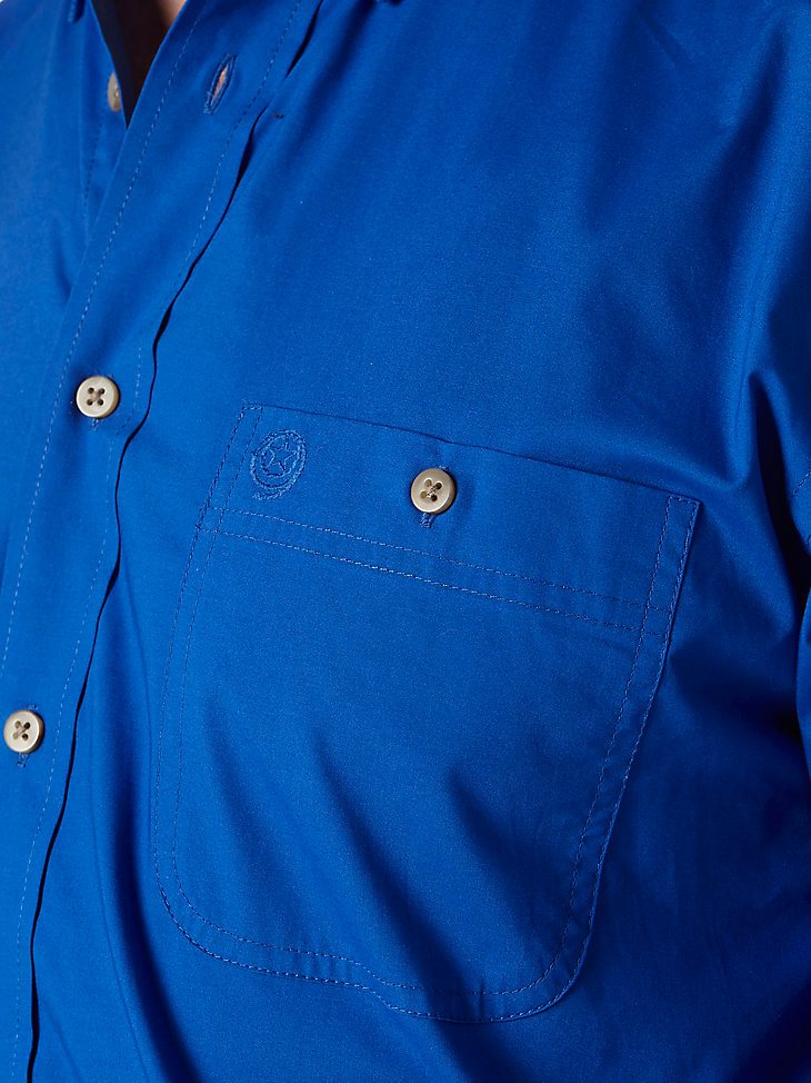 Men's George Strait & Wrangler National Patriot Button Down Solid Shirt in Royal Blue