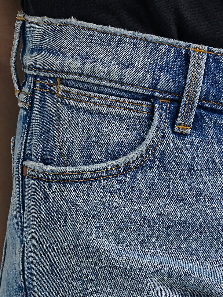 Women's Destructed Denim Roll Short in Marigold
