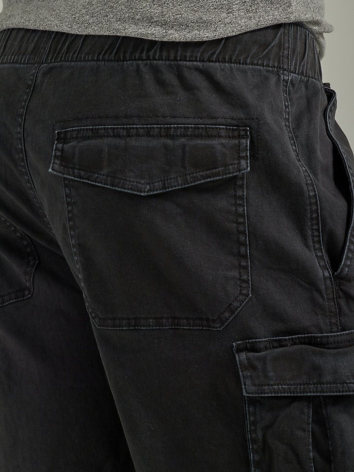 Men's Free To Stretch Drawstring Cargo Short in Washed Black