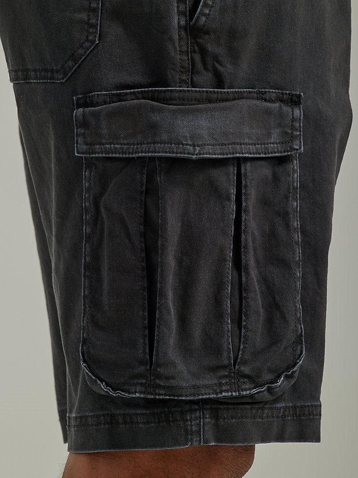 Men's Free To Stretch Drawstring Cargo Short in Washed Black