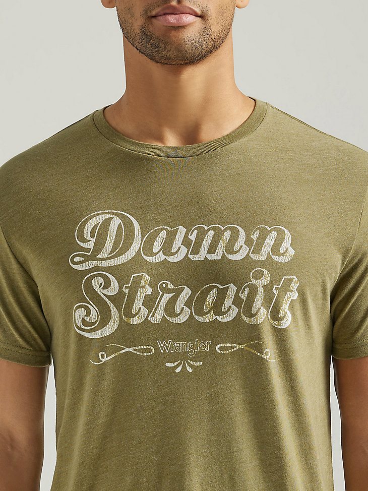 Men's George Strait Damn Strait Graphic T-Shirt in Olive Heather