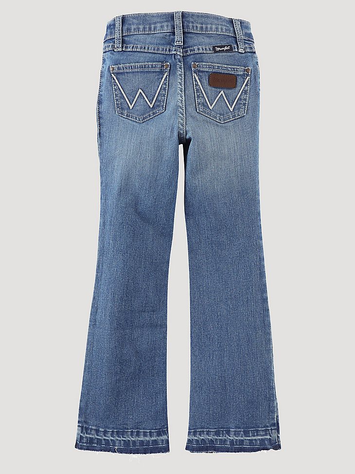 Girl's Wrangler Raw Hem Bootcut Jean in Rosie