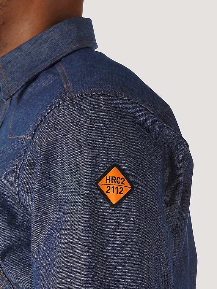 Wrangler FR Flame Resistant Long Sleeve Denim Work Shirt in Denim
