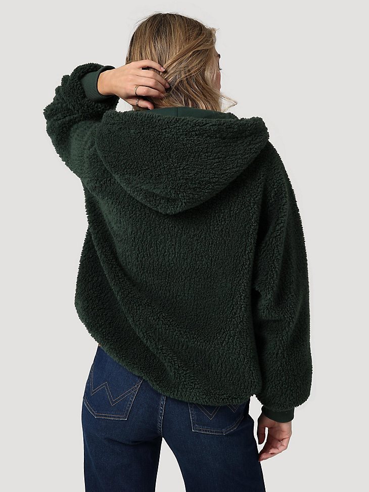 Women's Hooded Sherpa Jacket in Sycamore Green