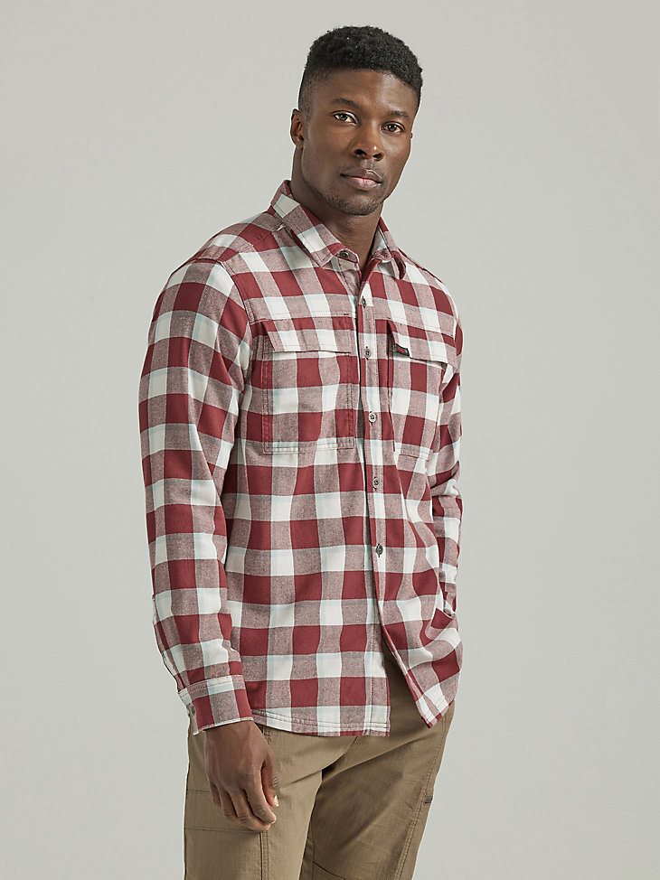 ATG by Wrangler Men's Thermal Lined Flannel Shirt in Mahogany