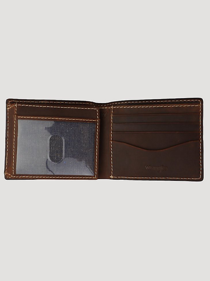 Men's Wrangler Metal Patch Bi-fold Wallet in Cognac