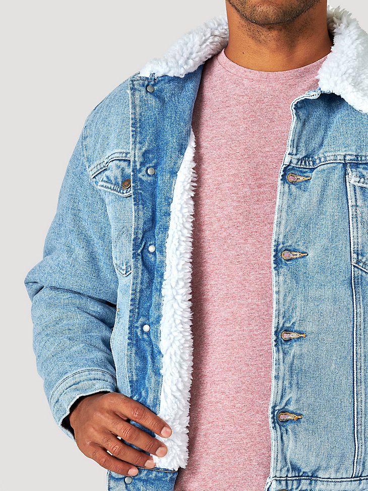 Wrangler Western Sherpa Lined Denim Jacket in AW Wash