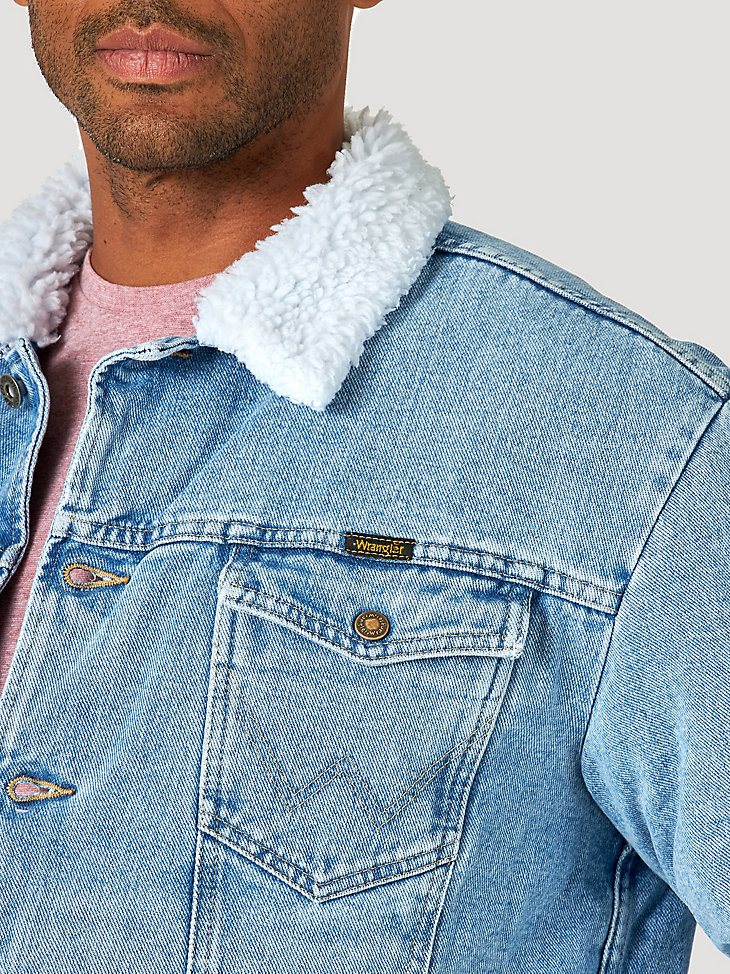 Wrangler Western Sherpa Lined Denim Jacket in AW Wash