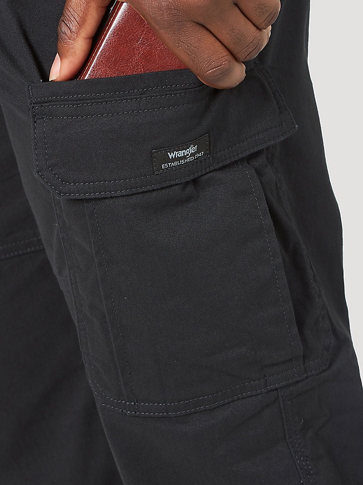 Wrangler Men's Five Star Premium Relaxed Fit Flex Cargo Pant in Black