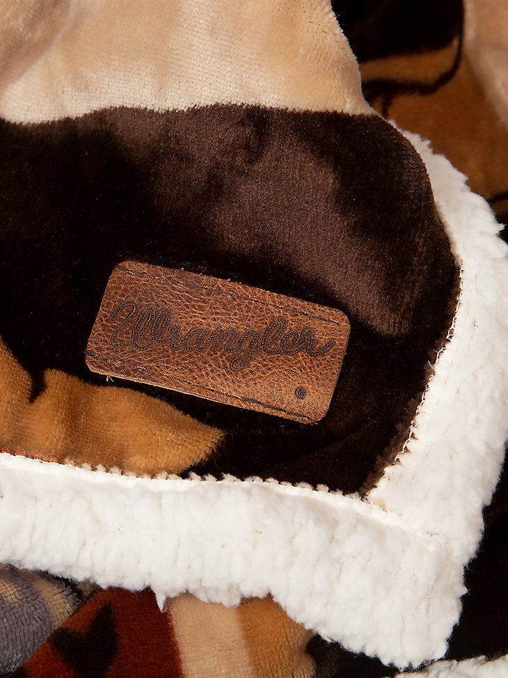 Wrangler Southwestern Buffalo Sherpa Fleece Throw Blanket in Brown