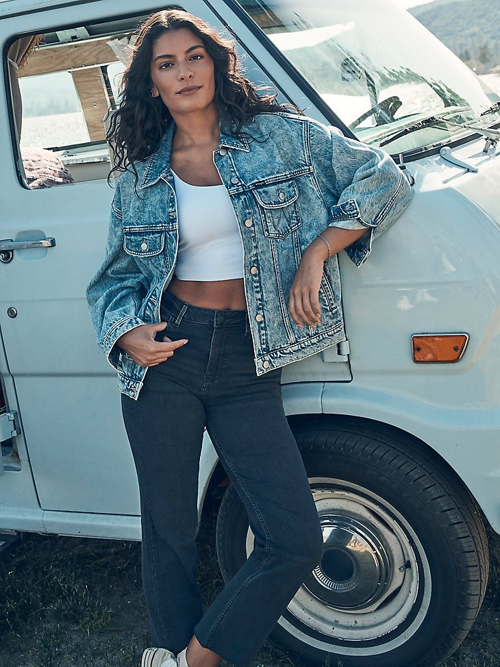 Women's Girlfriend Denim Jacket in Icy Blue