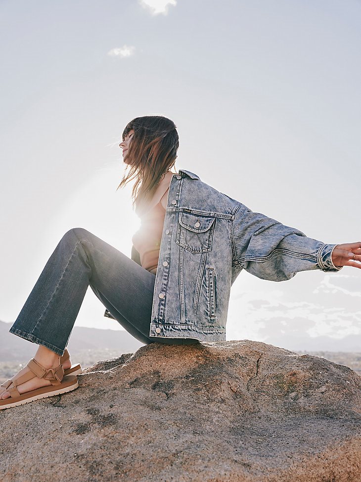 Women's Girlfriend Denim Jacket in Icy Blue