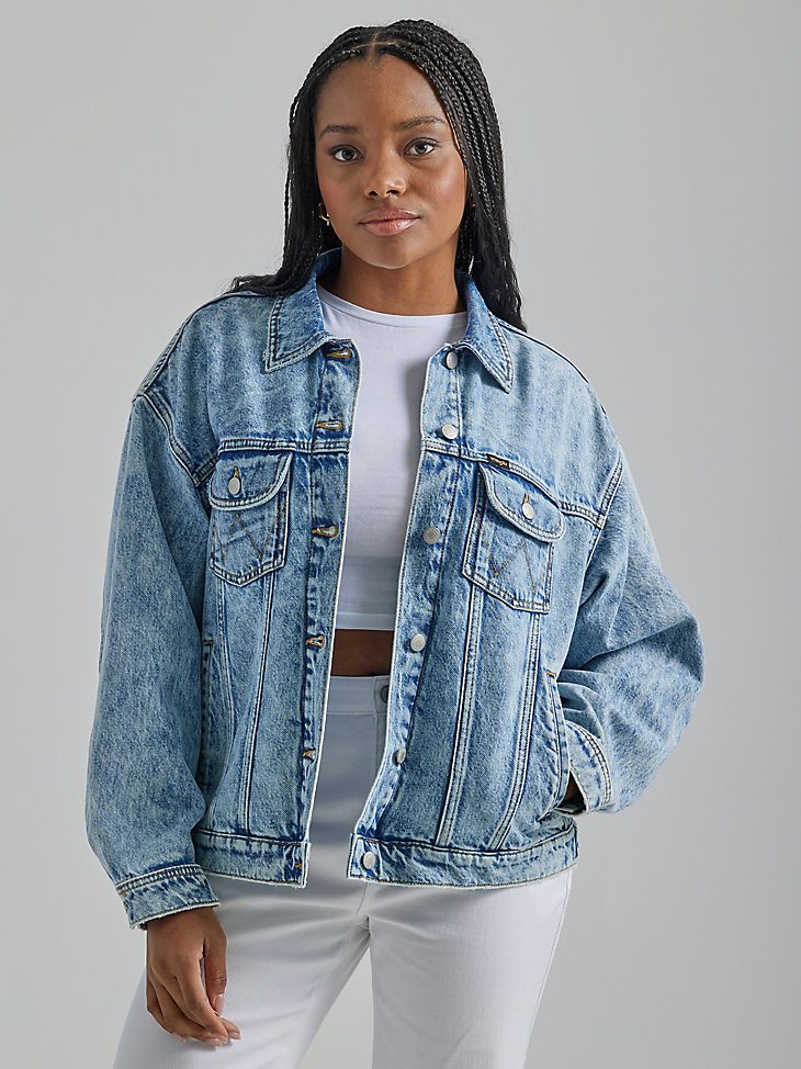 Women's Girlfriend Denim Jacket in Icy Blue
