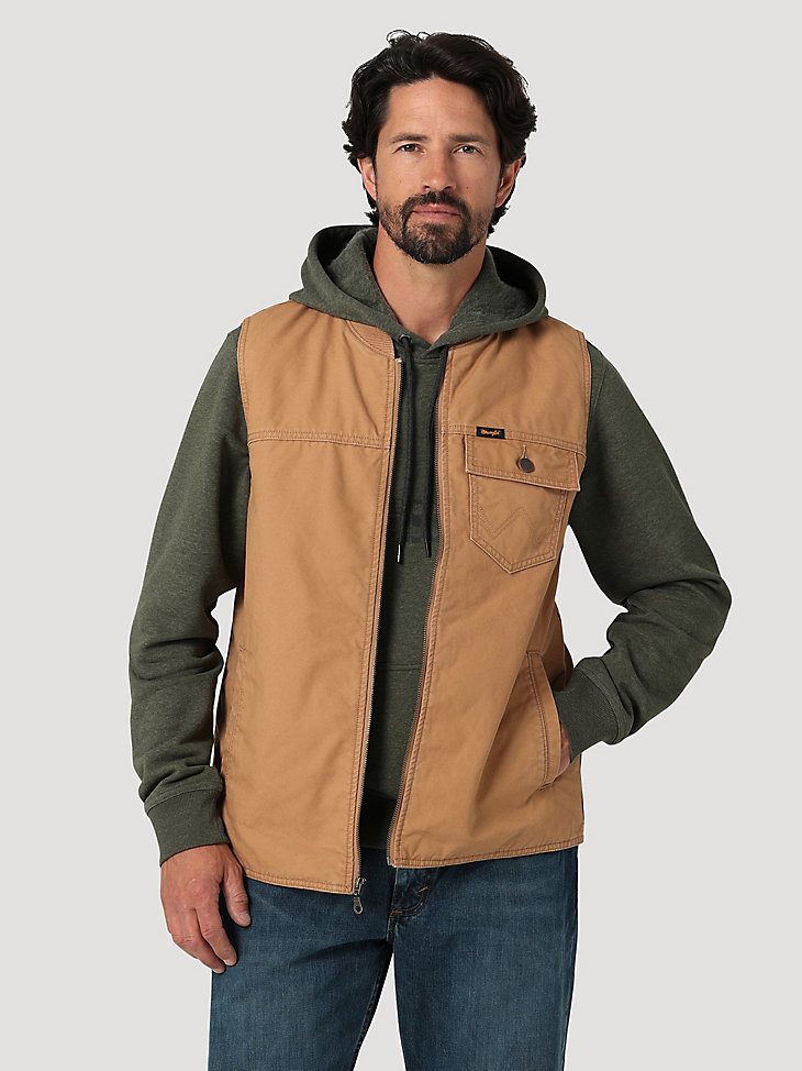 Men's Wrangler Quilt Lined Rancher Vest in Tobacco Brown