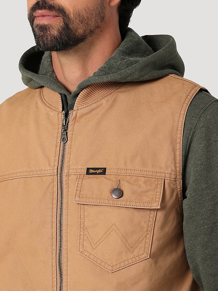 Men's Wrangler Quilt Lined Rancher Vest in Tobacco Brown