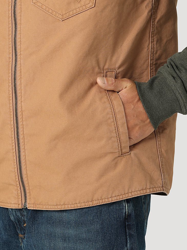 Men's Wrangler Quilt Lined Rancher Vest in Tobacco Brown