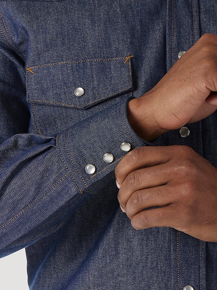 Wrangler FR Flame Resistant Long Sleeve Denim Work Shirt in Denim