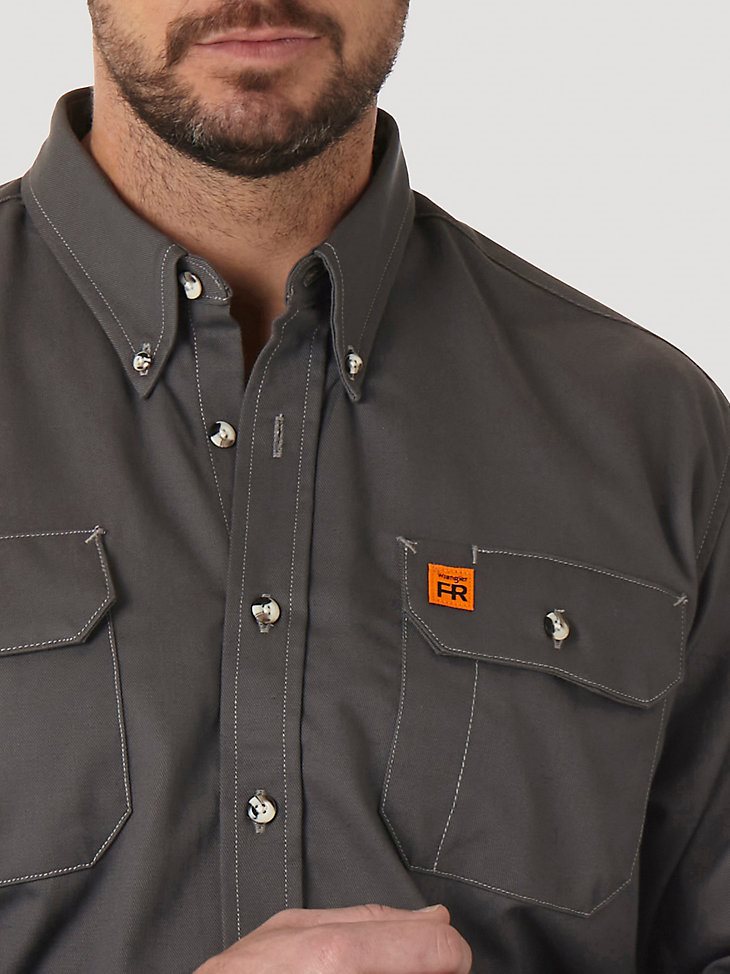 Wrangler RIGGS Workwear FR Flame Resistant Work Shirt in Slate Grey