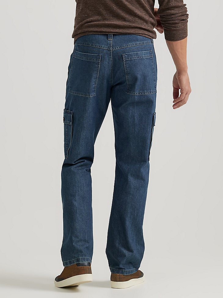 Wrangler Denim Loose Fit Cargo Jean in Medium Stonewash Denim