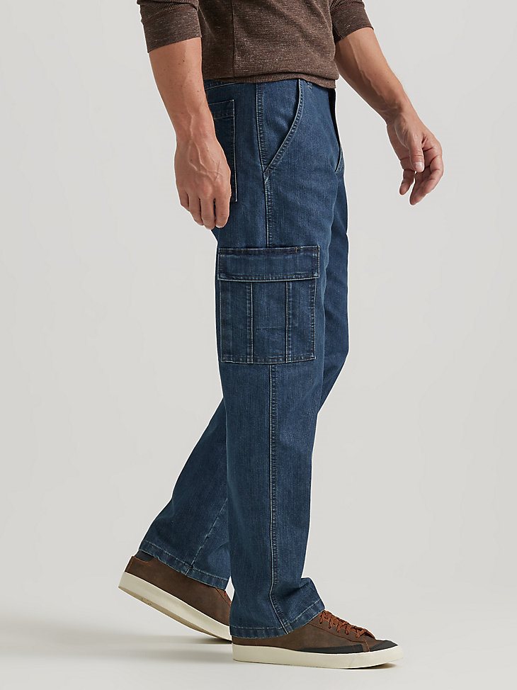 Wrangler Denim Loose Fit Cargo Jean in Medium Stonewash Denim