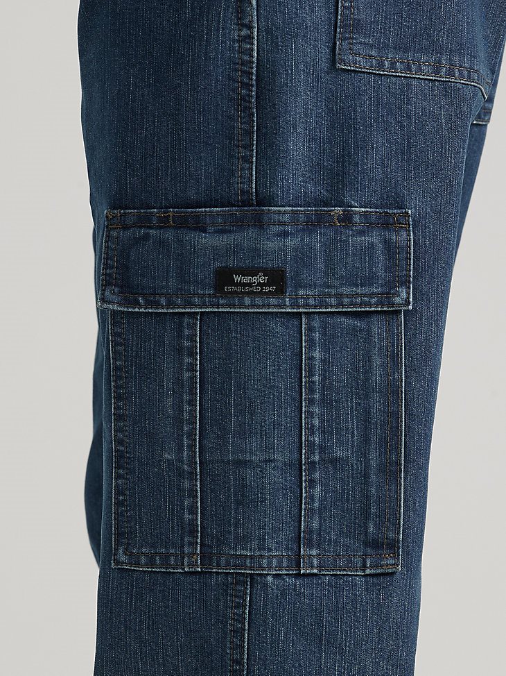 Wrangler Denim Loose Fit Cargo Jean in Medium Stonewash Denim