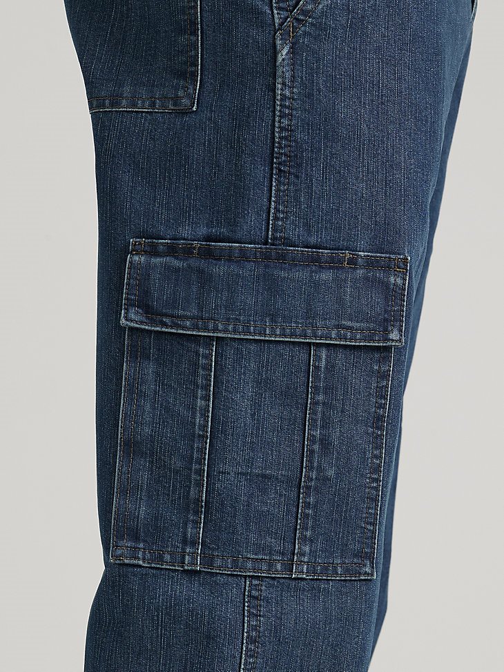 Wrangler Denim Loose Fit Cargo Jean in Medium Stonewash Denim