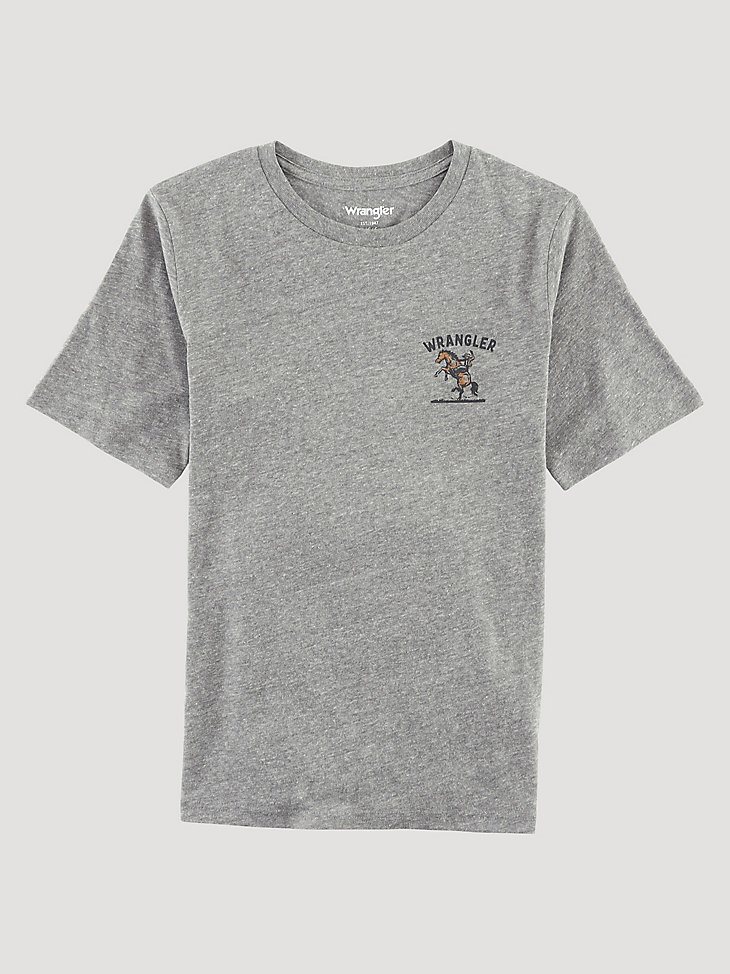 Boy's Wrangler Bucking Cowboy Back Graphic T-Shirt in Graphite Heather