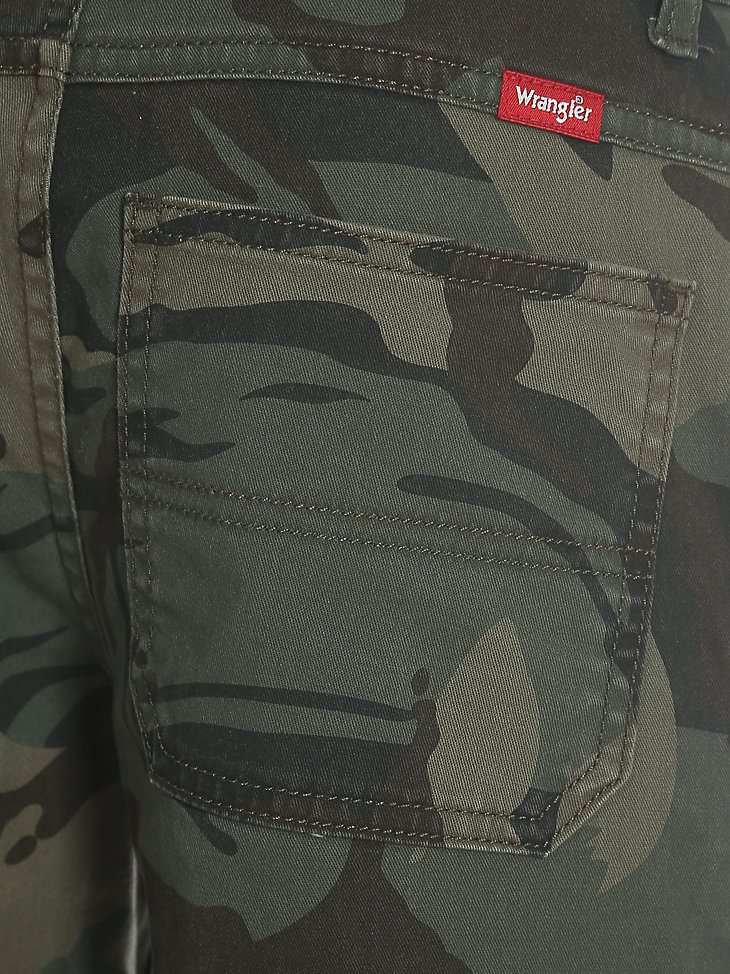 Boy's Slim Straight Stretch Cargo Pant (Husky) in Forest Green Camo