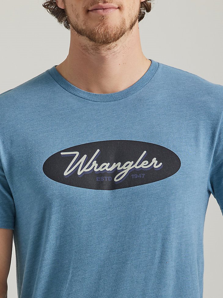 Men's Oval Logo Graphic T-Shirt in Medium Blue