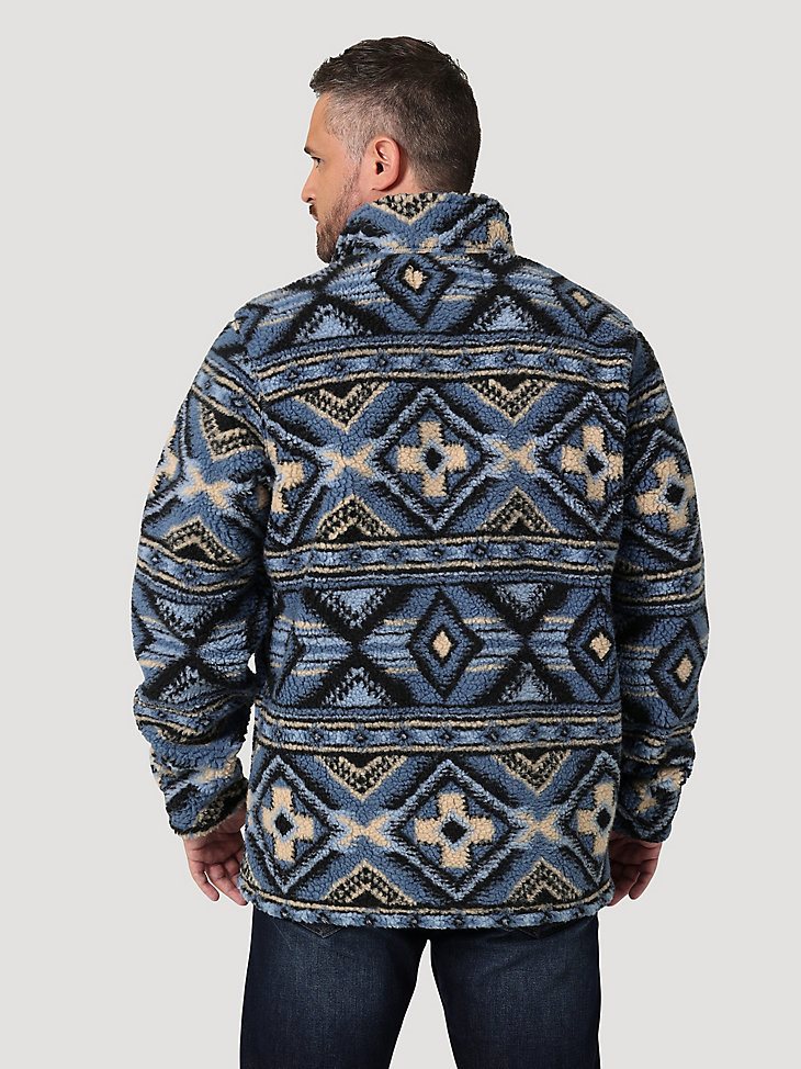 Men's Wrangler Heavyweight Quarter-Zip Sherpa Pullover in Water Blue