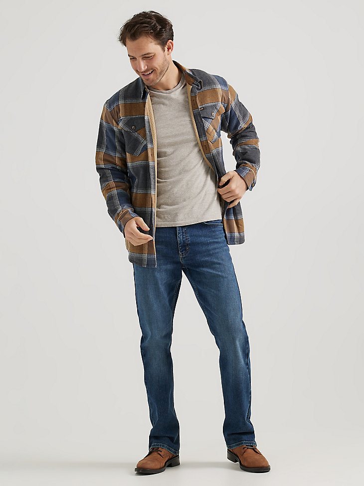 Men's Heavyweight Sherpa Lined Shirt Jacket in Jet Black