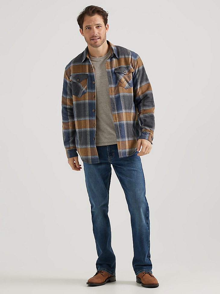 Men's Heavyweight Sherpa Lined Shirt Jacket in Jet Black