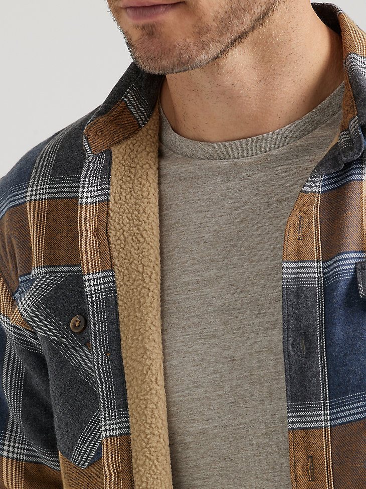 Men's Heavyweight Sherpa Lined Shirt Jacket in Jet Black