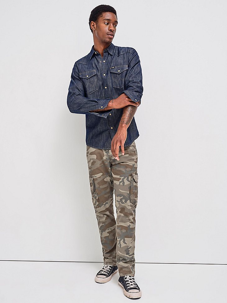 Men's Denim Western Snap Front Shirt in Rinse