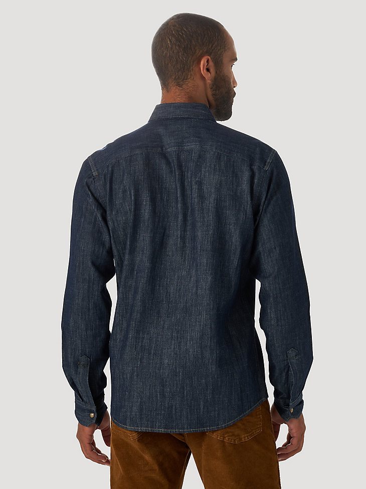 Men's Denim Western Snap Front Shirt in Rinse